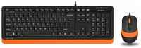 Комплект клавиатура + мышь A4Tech F1010, черный / оранжевый, английская / русская