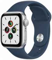 Умные часы Apple Watch SE GPS 40мм Aluminum Case with Sport Band RU, серебристый / синий омут