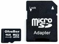 Карта памяти OltraMax MicroSDHC 4GB Class10, адаптер SD