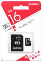 Карта памяти microSD Smartbuy 16GB Class10 UHS-I (U1) 10 МБ / сек с адаптером