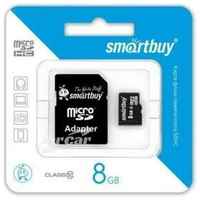 AVS Карта памяти MicroSD 8GB Smart Buy Class 10 +SD адаптер
