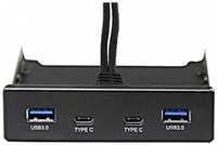 Планка USB на переднюю панель Exegate U3H-619, 3,5, 2*USB3.0+2*TypeC, черная, подсоед-е к мат. плат (EX280448RUS)