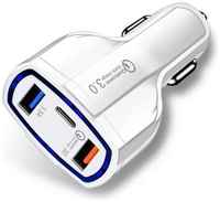 LETOMART Зарядка для iphone, автомобильное зарядное устройство, USB Type C + USB QC 3.0