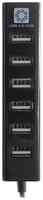 Разветвитель USB 5Bites HB27-208BK хаб - концентратор 7 портов USB2.0 + выключатели - линейка - чёрный