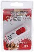 Флешка OltraMax 250, 64 Гб, USB2.0, чт до 15 Мб/с, зап до 8 Мб/с, красная