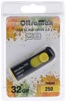 Флешка OltraMax 250, 32 Гб, USB2.0, чт до 15 Мб / с, зап до 8 Мб / с, жёлтая