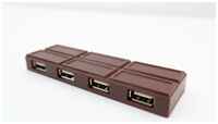 HB USB-концентратор в виде плитки шоколада Konoos UK-35 Chocolate разъемов: 4 USB-порта 4, цвет коричневый