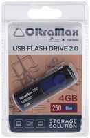 Флешка OltraMax 250, 4 Гб, USB2.0, чт до 15 Мб / с, зап до 8 Мб / с, синяя