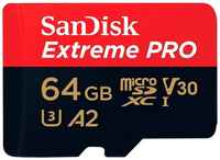 Карта памяти SanDisk microSDXC 128 ГБ Class 10, V30, A2, UHS Class 3, R / W 170 / 90 МБ / с, адаптер на SD, красный / черный