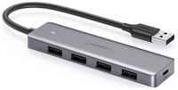USB-концентратор UGreen 50985, разъемов: 4, 15 см, серый