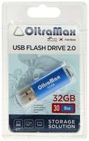 Флешка OltraMax 30, 32 Гб, USB2.0, чт до 15 Мб / с, зап до 8 Мб / с, синяя