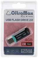 Флешка OltraMax 230, 4 Гб, USB2.0, чт до 15 Мб/с, зап до 8 Мб/с, чёрная