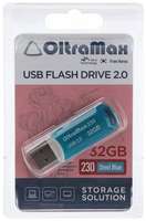 Флешка OltraMax 230, 32 Гб, USB2.0, чт до 15 Мб/с, зап до 8 Мб/с, синяя