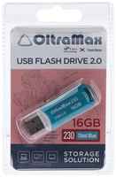 Флешка OltraMax 230, 16 Гб, USB2.0, чт до 15 Мб / с, зап до 8 Мб / с, синяя