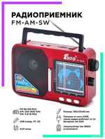 Радиоприемник AM-FM-SW, питание от сети 220В c MP3 плеером USB FP-1821Uчерный Fepe