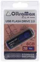 Флешка OltraMax 250, 8 Гб, USB2.0, чт до 15 Мб / с, зап до 8 Мб / с, синяя