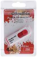 Сима-ленд Флешка OltraMax 250, 4 Гб, USB2.0, чт до 15 Мб/с, зап до 8 Мб/с, красная