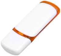 Rimini Флешка 3.0 промо прямоугольной классической формы с цветными вставками, 128 Гб, белый / оранжевый