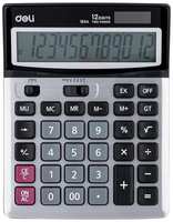 Калькулятор настоль. полнораз. Deli E1654,12р, дв. пит, 186x147мм, металл, сереб