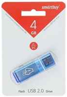 Флешка Smartbuy Glossy, 4 Гб, USB2.0, чт до 25 Мб / с, зап до 15 Мб / с, синяя