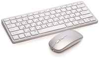 WISEBOT Клавиатура и мышь беспроводная, перезаряжаемая, подключение через блютус или USB-приемник, серая