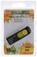 Флешка OltraMax 250, 16 Гб, USB2.0, чт до 15 Мб/с, зап до 8 Мб/с, жёлтая