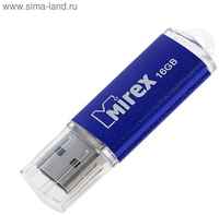 Флешка Mirex UNIT AQUA, 16 Гб, USB2.0, чт до 25 Мб/с, зап до 15 Мб/с, синяя
