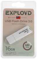 Флешка Exployd 630, 16 Гб, USB3.0, чт до 70 Мб / с, зап до 20 Мб / с, белая