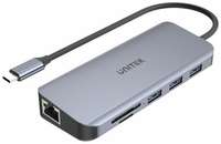 USB-концентратор (хаб) Unitek 9 в 1 (3 x USB A, USB C PD, 4K HDMI, VGA, RJ45, SD / Micro SD), цвет серый (D1026B)