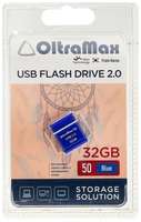 Флешка OltraMax 50, 32 Гб, USB2.0, чт до 15 Мб / с, зап до 8 Мб / с, синяя