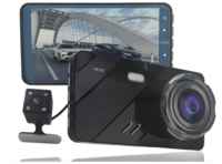 Jr Видеорегистратор с двумя камерами для автомобиля GT bosm (камера заднего вида В подарок) 1080P / G-Sensor /защита/ 4″ ips HDisplay /запись звука