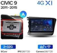 Штатная магнитола Teyes X1 Wi-Fi + 4G Honda Civic 9 FB FK FD 2011-2015 Вариант A