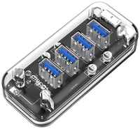 USB-концентратор ORICO F4U-U3, разъемов: 4, прозрачный