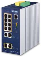 Коммутатор/ PLANET IP30 Industrial L2+/L4 8-Port 1000T 802.3at PoE+ 2-port 100/1000X SFP + 2-port 10G SFP+ Full Managed Switch (-40 to 75 C, dual redu