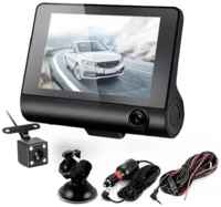 DavStore Автомобильный видеорегистратор с 3 камерами Full HD  / Видеорегистратор с камерой заднего вида\ Непрерывная, циклическая съемка салона\ Экран 4 дюйма