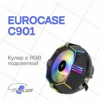 Кулер Eurocase C901 FRGB LGA115X / 1200 / AM4 / FM2 / FM1 / AM3+ / AM3 / AM2+ / AM2 (135mm fan, 1800rpm, 65Вт, 35.3CFM, 28dBA, 3-pin)