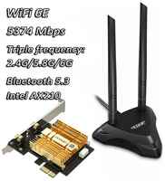 EDUP WiFi 6E адаптер Intel AX210, 5374 Мбит/с, Bluetooth 5.3, PCI Express, 802.11AX, 2,4 ГГц/5 ГГц/6 ГГц