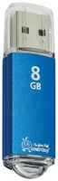 Комплект 3 шт, Флеш-диск 8 GB, SMARTBUY V-Cut, USB 2.0, металлический корпус, синий, SB8GBVC-B