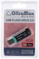Сима-ленд Флешка OltraMax 230, 4 Гб, USB2.0, чт до 15 Мб / с, зап до 8 Мб / с, чёрная