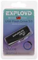 Флешка Exployd 610, 32 Гб, USB3.0, чт до 70 Мб / с, зап до 20 Мб / с, черная