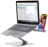 Стильная подставка для ноутбука в стиле Apple с встроенной подставкой для телефона 2 в 1 лёгкая удобная MyPads A15-722 цвет серый космос для все