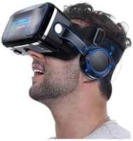 3D очки VR SHINECON виртуальная реальность для видео и игр (Android, IOS), Черный