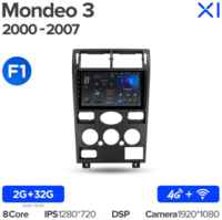 Штатная магнитола Teyes X1 Wi-Fi + 4G Ford Mondeo 3 2000-2007 9″ (2+32Gb) Вариант A