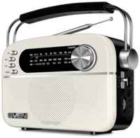 Радиоприемник SVEN SRP-505, белый (3 Вт, Bluetooth, FM / AM / SW, USB, microSD, AUX, встроенный аккумулятор)