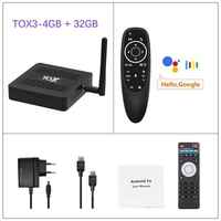 Ugoos Комплект: TOX3 4 / 32 Gb IPTV Android TV приставка на Amlogic S905X4. Ревизия-2 + Аэро-голосовой пульт G10s Pro с подсветкой