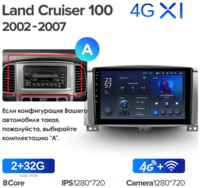 Штатная магнитола Teyes X1 Wi-Fi + 4G Toyota Land Cruiser LC 100 / Lexus LX470 2002-2007 10.2″ (2+32Gb) Вариант A, 9 дюймов