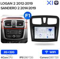 Штатная магнитола Teyes X1 Wi-Fi Renault Logan 2 2012-2022 / Sandero 2 2013-2022 9″ Вариант B, Без CAN-модуля