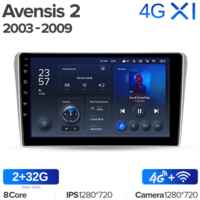 Штатная магнитола Teyes X1 Wi-Fi + 4G Toyota Avensis T250 2 II 2003-2009 9″ (2+32Gb)
