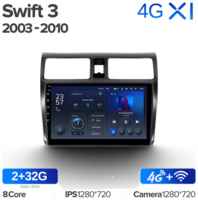 Штатная магнитола Teyes X1 Wi-Fi + 4G Suzuki Swift 3 2003-2010 10.2″ (2+32Gb)
