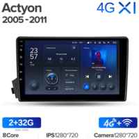 Штатная магнитола Teyes X1 Wi-Fi + 4G SsangYong Actyon C100 2005-2011 9″ (2+32Gb)